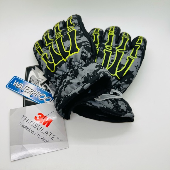 NWT Kids Ski Gloves 3M Thinsulate Waterproof Bone Design Size 4-7 - Picture 3 of 3